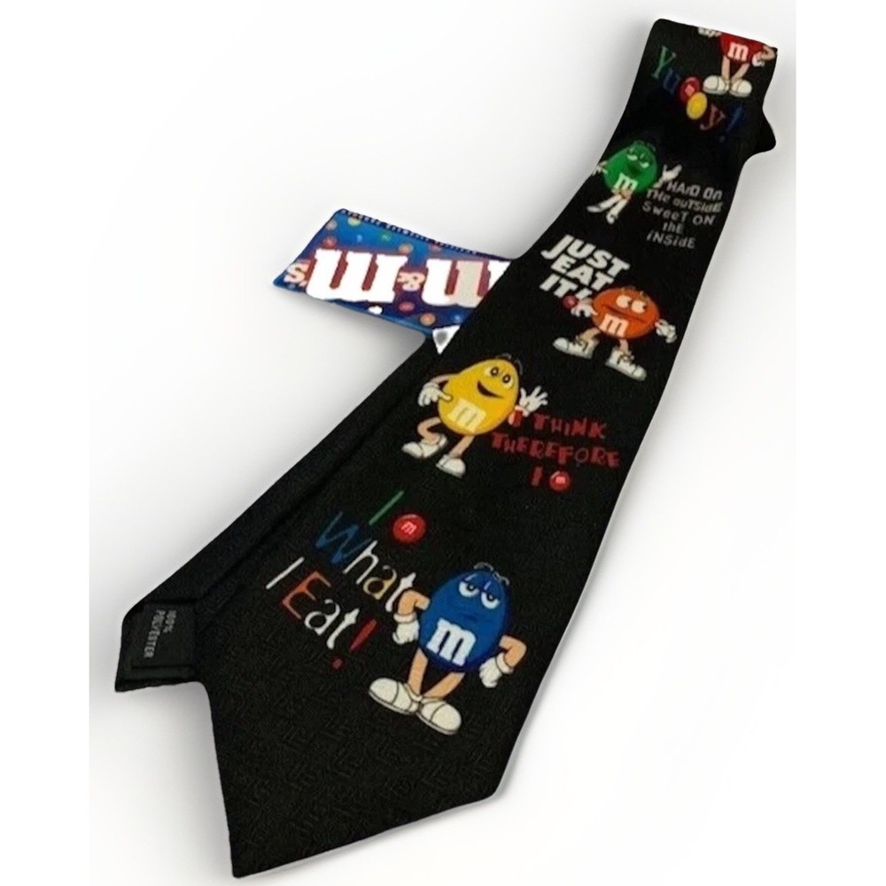 VTG Sears M&M Slogan Necktie Candy Geometric Graphic Mens Novelty 1990's NEW NOS